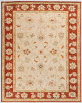Klassischer Chobi Teppich Creme mit roter Blumenbordüre 187 x 148 cm