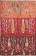 Orientalischer Chobi Teppich Rot mit Lebensbaum und Tiermotiven 179 x 118 cm