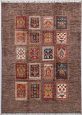 Bakhtiyari Chobi Teppich Braun mit farbigen Ornamentfeldern 169 x 122 cm
