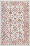 Klassischer Chobi Teppich Creme Rosa mit floraler Mittelzeichnung 190 x 125 cm