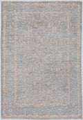 Zarter Chobi Teppich Hellblau Grau mit feiner Blumenzeichnung 181 x 117 cm