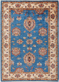 Blauer Chobi Teppich mit floralem Medaillon und Ornamentbordüre 172 x 123 cm