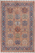 Farbenfroher Chobi Teppich Orange mit floralem Mittelmedaillon 182 x 123 cm