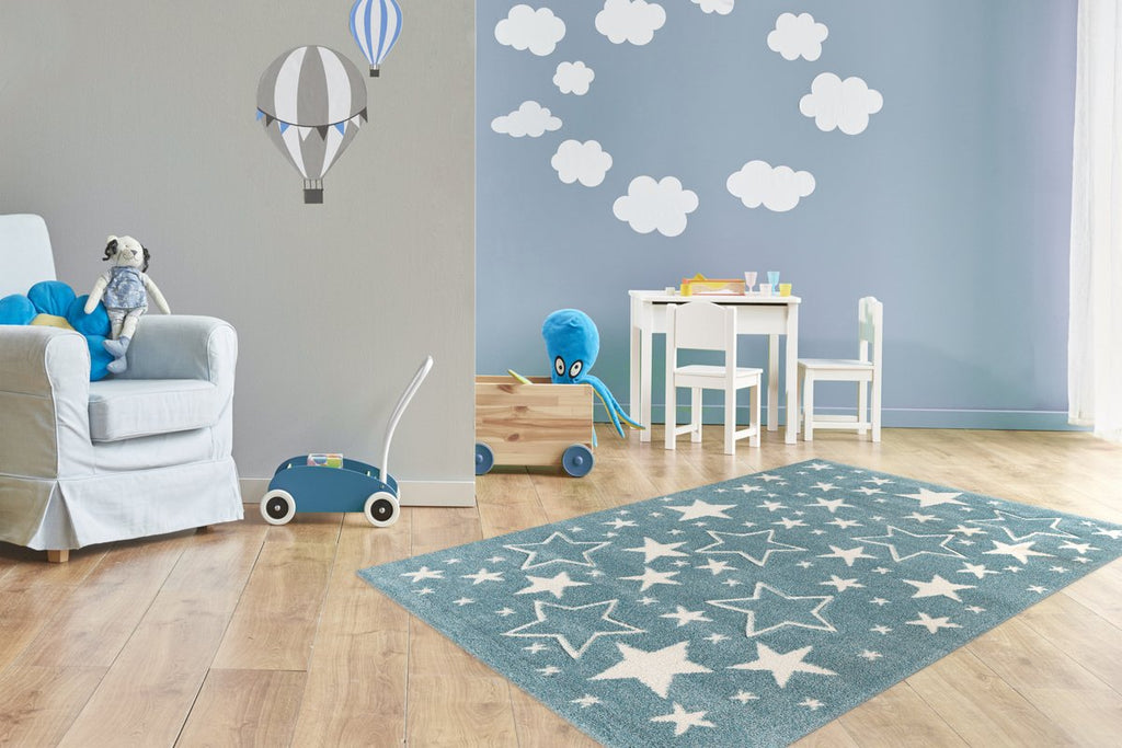 trapazierfähiger Teppich für das Kinderzimmer in lebhaften Farben"