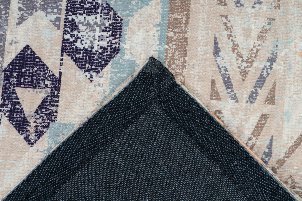 Rechteckiger Teppich in Multi / Blau Farbe. Rückseite